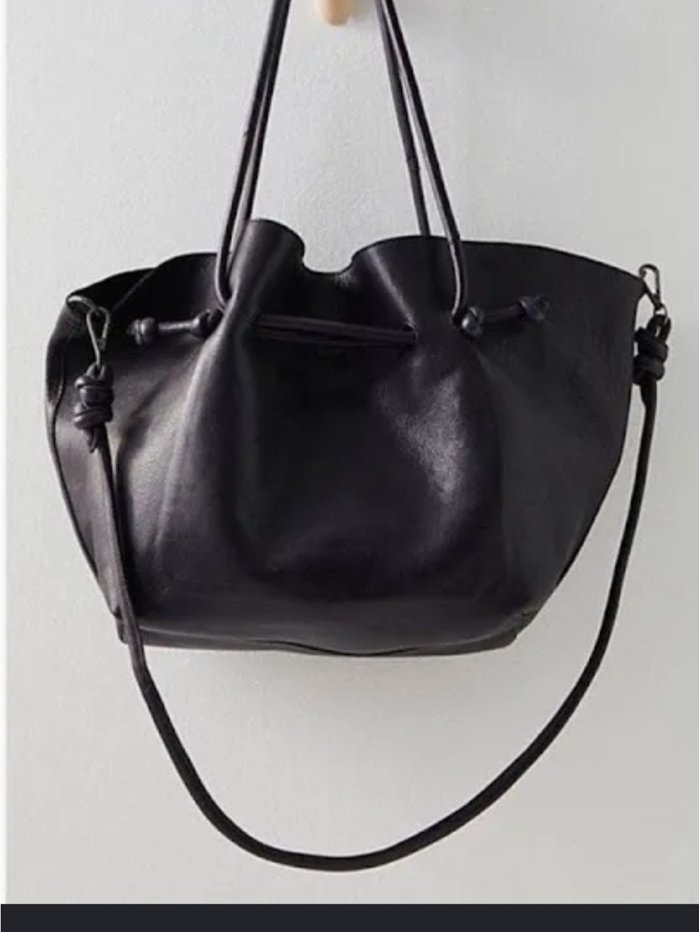 Free People Head Over Heels Leather Tote Black NWT